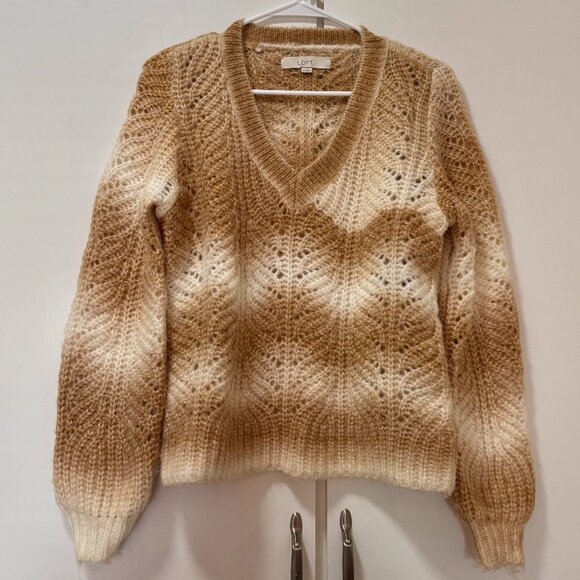 LOFT brown & white sweater, XXS - Picture 2 of 4